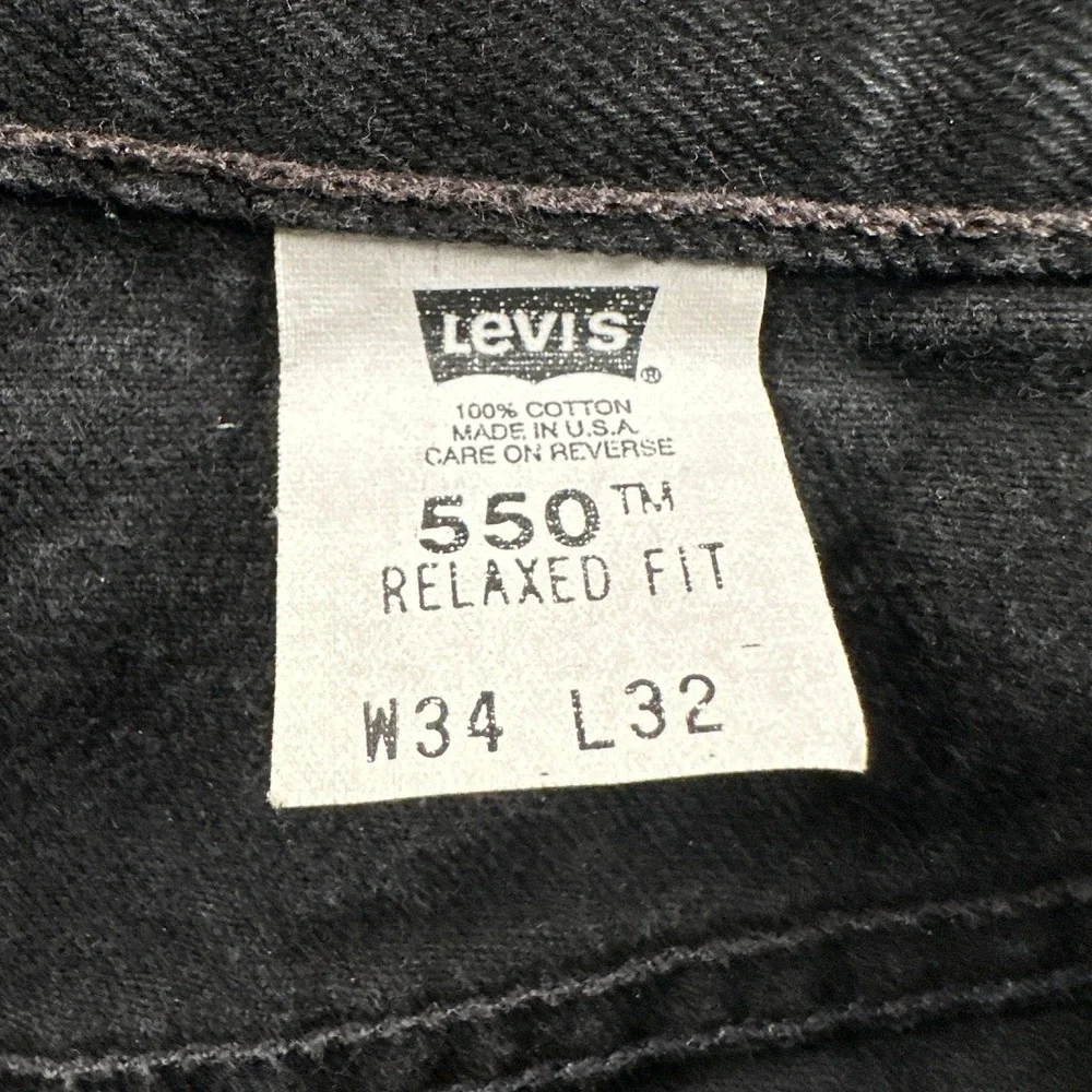 Vtg '99 Levis 550 Jeans Mens 34x32(32x32 Fit) Relaxed Fit Black Straight Leg USA